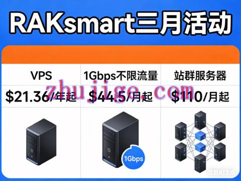 RAKsmart 三月活动：VPS $21.36/年起，1Gbps不限流量 $44.5 / 月起，站群服务器 $110 / 月起